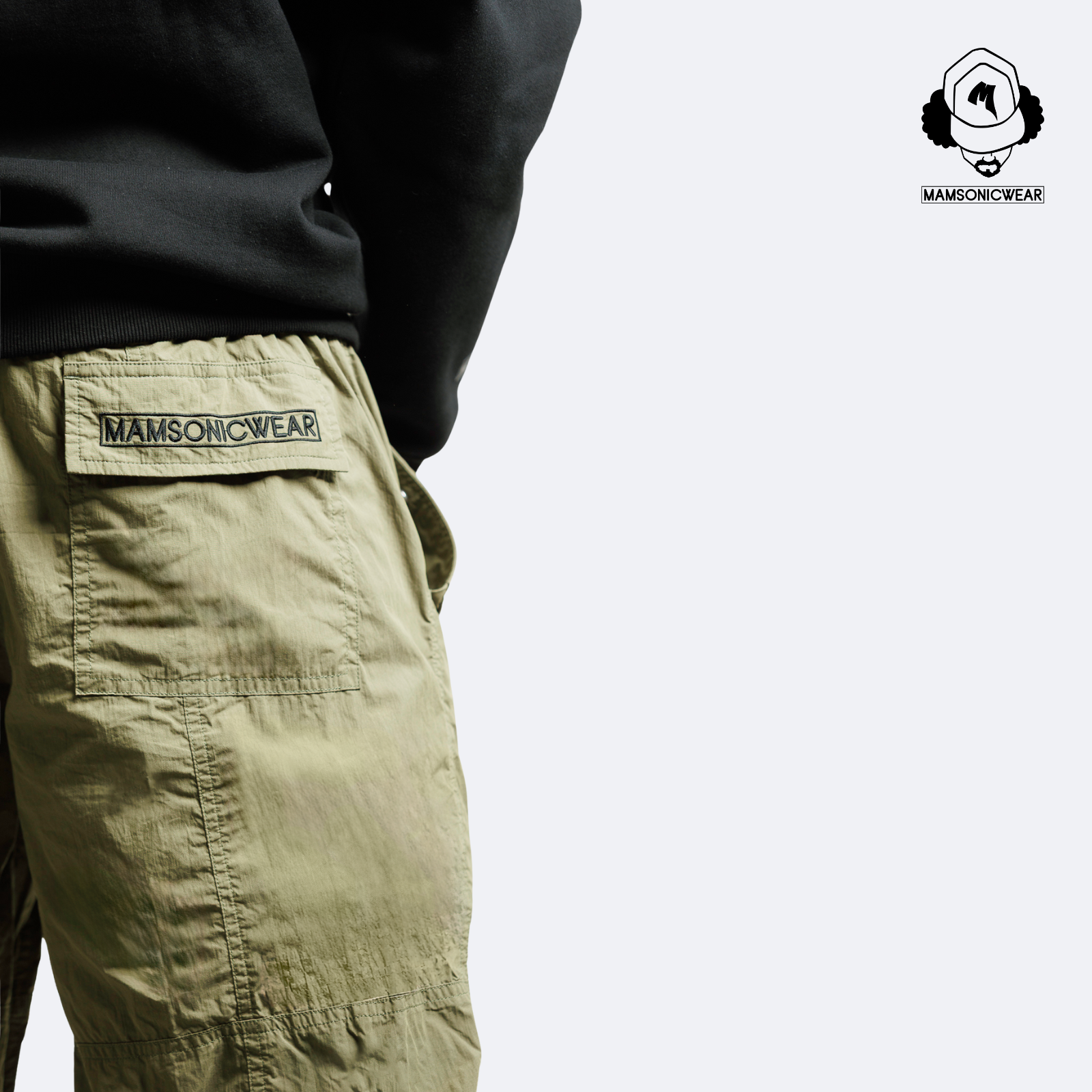 Embroidered Logo Draped Crinkle-Cotton Cargo Pants | Olive Green