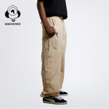 Embroidered Logo Draped Crinkle-Cotton Cargo Pants