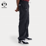 Embroidered Logo Draped Crinkle-Cotton Cargo Pants | Black